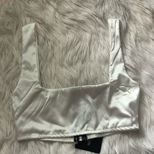 Satin Square Neck Crop Tank
